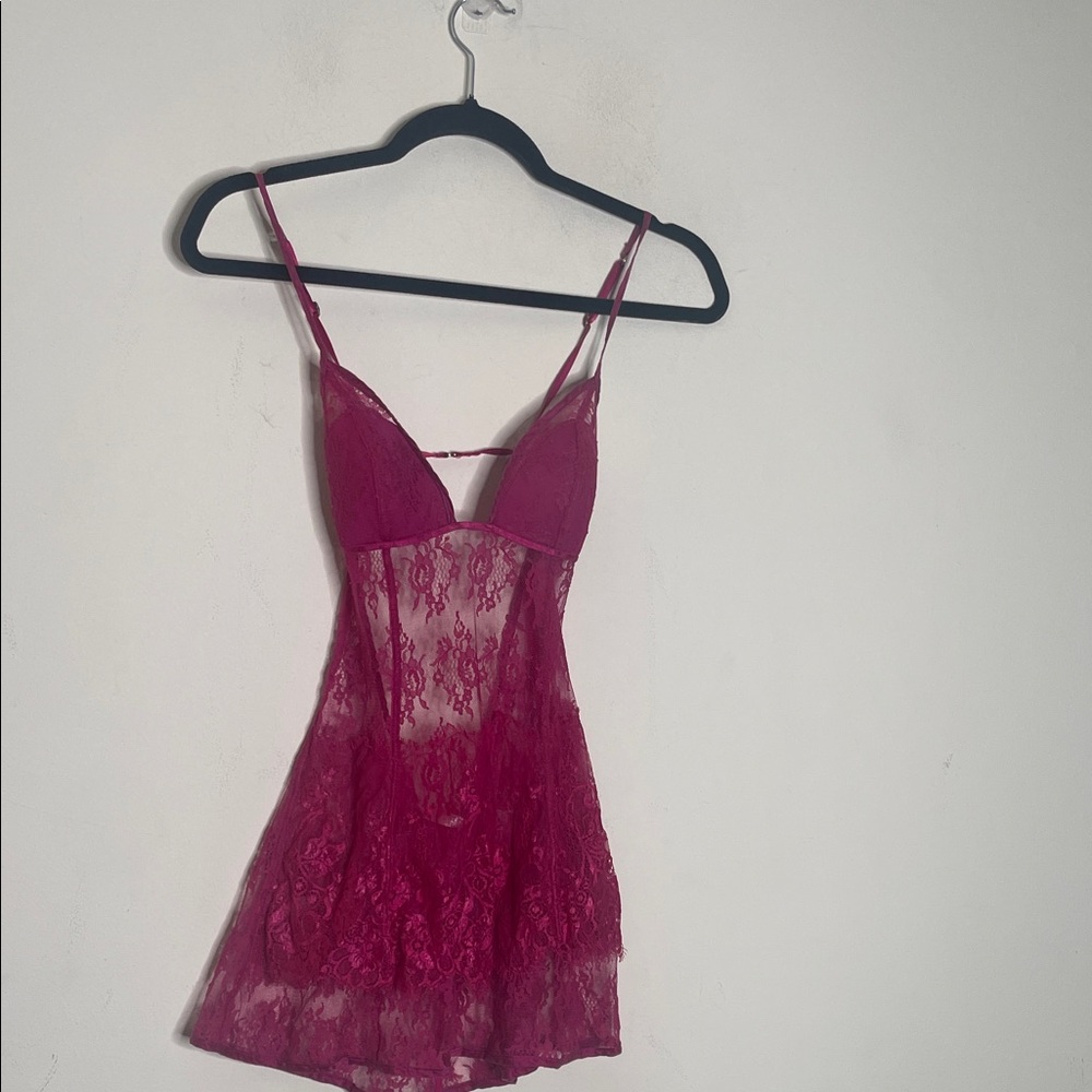 Victoria's Secret Fuchsia Lace Chemise